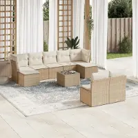 Prolenta Maison Exclusive - Ensemble canapé de jardin 10 pièces avec coussins beige polyrotin