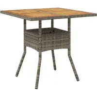 Syfax Table de jardin et dessus en bois d'acacia gris résine tressée