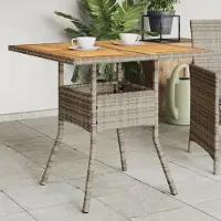 Prolenta Table de jardin exclusive, avec plateau en bois d'acacia gris, dimensions 80x80x75 cm, structure en résine tressée
