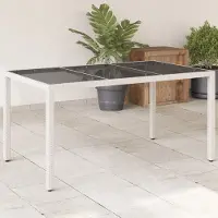 Prolenta Maison Exclusive - Table de jardin avec plateau en verre blanc 150x90x75 cm Poly Rotin