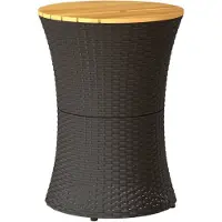 Syfax Table d'appoint de jardin forme tambour noir rotin bois massif