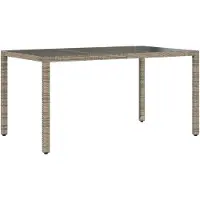 Syfax Table de jardin dessus en verre Gris 150x90x75cm Résine tressée