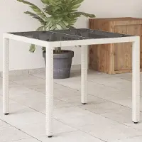 Prolenta Maison Exclusive - Table de jardin avec plateau en verre blanc 90x90x75 cm Poly rotin