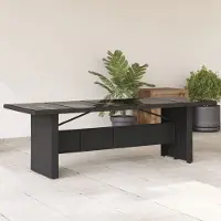 Prolenta Maison Exclusive - Table de jardin avec plateau en verre noir 240x90x75 cm Poly Rotin