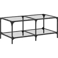 Syfax Table basse avec dessus en verre transparent 98,5x50x40cm acier