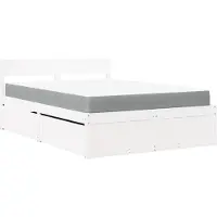 Syfax Lit avec tiroirs et matelas blanc 140x190 cm bois massif de pin