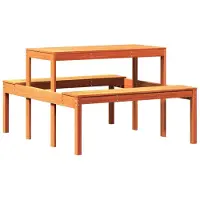 Syfax Table de pique-nique cire marron 110x134x75 cm bois massif pin
