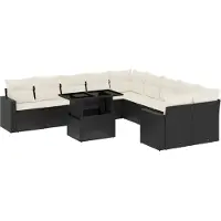 Syfax Salon de jardin 11 pcs avec coussins noir résine tressée