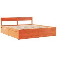 Syfax Cadre de lit sans matelas cire marron 200x200cm bois pin massif