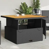 Prolenta Maison Exclusive - Table de jardin noire 110x110x71 cm en polyrotin et bois d'acacia