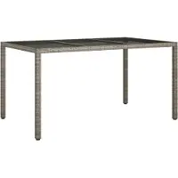 Syfax Table de jardin 150x90x75 cm Verre trempé et poly rotin Gris