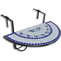 Syfax Table suspendue de balcon Bleu et blanc Mosaïque