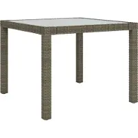 Syfax Table de jardin 90x90x75 cm Verre trempé et résine tressée Gris