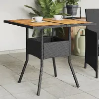 Prolenta Maison Exclusive - Table de jardin avec plateau en bois noir 80x80x75 cm Poly Rattan