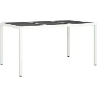 Syfax Table de jardin 150x90x75 cm Verre trempé/résine tressée Blanc
