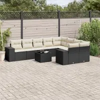 Prolenta Maison Exclusive - Salon de jardin 10 pcs avec coussins noir résine tressée