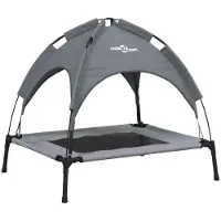 Syfax Lit pour chien avec auvent anthracite tissu Oxford et acier