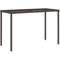 Syfax Table de jardin dessus en verre marron 115x54x74 cm poly rotin