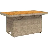 Syfax Table de jardin beige 90x55x71 cm résine tressée et bois acacia