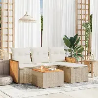 Prolenta Maison Exclusive - Ensemble canapé de jardin 5 pièces avec coussins, polyrotin beige