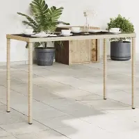 Prolenta Maison Exclusive - Table de jardin avec plateau en verre Beige 115x54x74 cm Poly Rotin