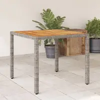 Prolenta Maison Exclusive - Table de jardin avec plateau en bois d'acacia gris 90x90x75 cm Poly Rotin