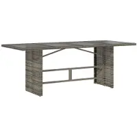 Syfax Table de jardin dessus en verre gris 190x80x74cm résine tressée