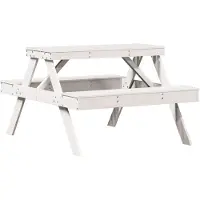 Syfax Table de pique-nique blanc 105x134x75 cm bois massif de pin