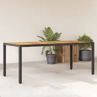 Prolenta Maison Exclusive - Table de jardin avec plateau en bois d'acacia et polyrotin noir