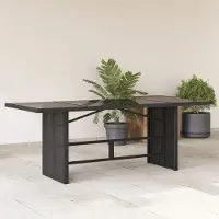 Prolenta Maison Exclusive - Table de jardin avec plateau en verre noir 190x80x74 cm Poly Rotin