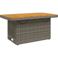 vidaXL Table de jardin Gris 90x55x71 cm Poly rotin et bois d'acacia