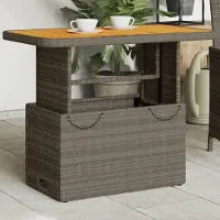 Prolenta Maison Exclusive - Table de jardin grise 90x55x71 cm en polyrotin et bois d'acacia