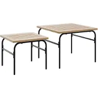 Syfax Tables basses gigognes de jardin 2 pcs marron et noir acier