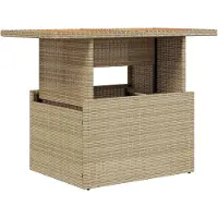 Syfax Table de jardin beige 100x55x73cm résine tressée et bois acacia