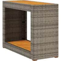 Syfax Table d'appoint de jardin dessus en bois gris 100x40x75 cm