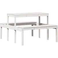 Syfax Table de pique-nique blanc 110x134x75 cm bois massif de pin