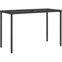 Syfax Table de jardin dessus en verre noir 115x54x74cm résine tressée