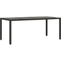 Syfax Table de jardin dessus en verre Noir 190x90x75cm Résine tressée