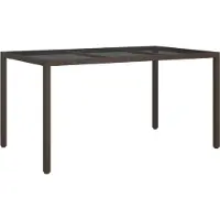 Syfax Table de jardin 150x90x75 cm Verre trempé/résine tressée Marron
