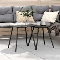 Prolenta Maison Exclusive - Table basse de jardin 2 pièces ronde en acier thermolaqué noir