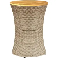 Syfax Table d'appoint de jardin forme tambour beige rotin bois massif