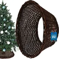 KOTARBAU Sapin de Noël Rock en osier Ø 55 cm, brun foncé Support pour sapin de Noël en rotin naturel, panier pour sapin de Noël, housse pour sapin de Noël