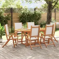 Prolenta Maison Exclusive - Ensemble de salle à manger d'extérieur 7 pièces en bois massif d'acacia et Textilene