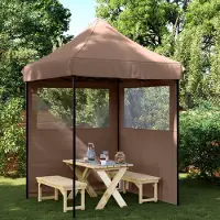 Prolenta Maison Exclusive - Tente de réception pliable Pop-Up avec 2 panneaux latéraux, marron
