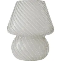 Relaxdays Lampe de table , design champignon, verre, culot E27, lampe de chevet à piles, H x P : 24 x 16 cm,tactile, blanche
