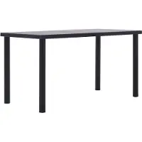 The Living Store Table de salle à manger noire et gris béton 140 x 70 x 75 cm MDF