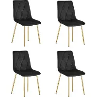 Leobert Chaise LIBRA - velours noir / pieds dorés x 4