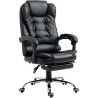 HOMCOM Fauteuil de bureau fauteuil manager grand confort dossier inclinable roulettesPolyuréthane64,5 x 69 x 117 cm noir