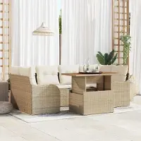 Prolenta Maison Exclusive - Ensemble de salon de jardin, 7 pièces, en résine tressée beige