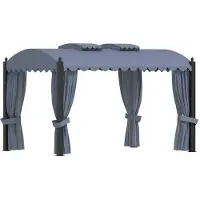 The Living Store Pavillon avec rideaux 3 x 4 m Anthracite Acier